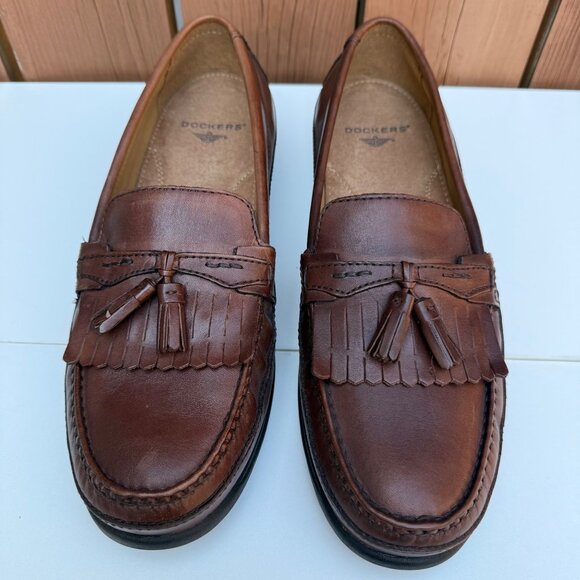 Dockers Mens Size 13M Brown Leather Tassel kiltie Loafers - Picture 1 of 9